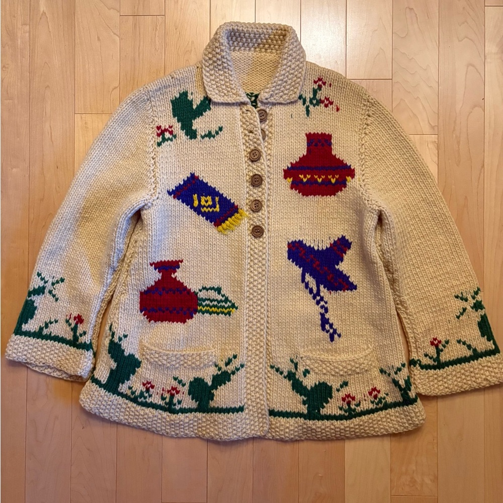 Mary Maxim Vintage Hand Knit Southwest Motif Sweater